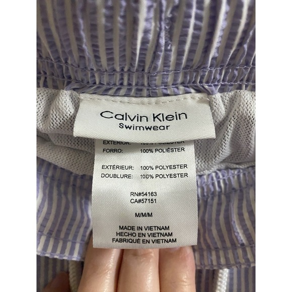 Calvin Klein Men's Purple Pinstripe Stretch Waist Swim Trunk Shorts Size M 5" - Picture 9 of 13